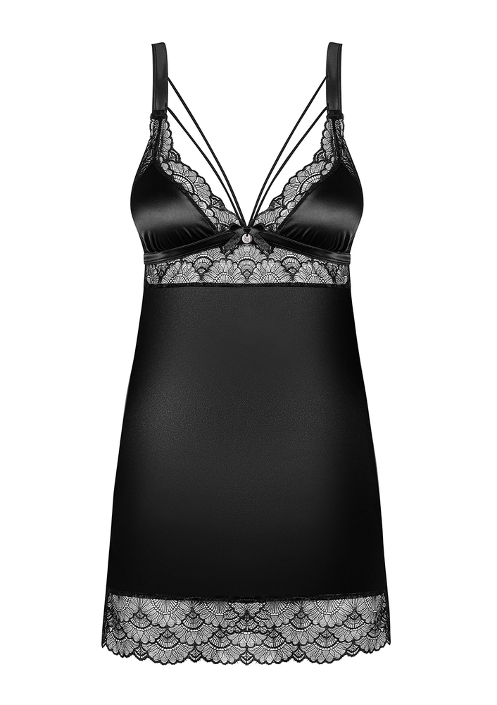 Obsessive Eloissa Chemise & Thong BLACK S/M - 1