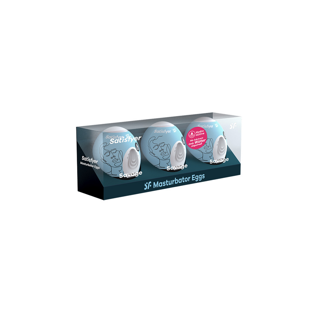 Savage - Masturbator Egg Set - 3 Pieces - Light Blue Blauw - 0